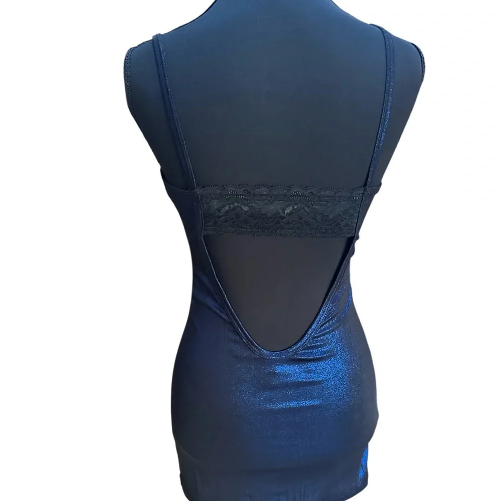 BKE Boutique Tank Dress Camisole Shimmering Midnight Blue Size M in EUC